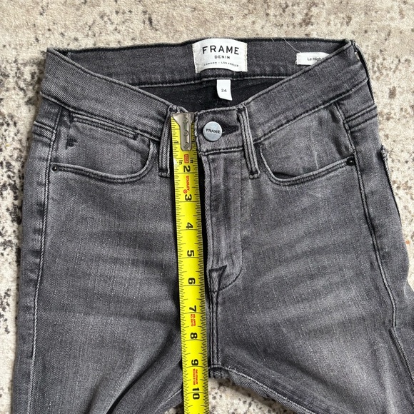 Frame Denim Le High Straight Ankle Jeans Two Tone Coated Hem Size 24 - Picture 5 of 9